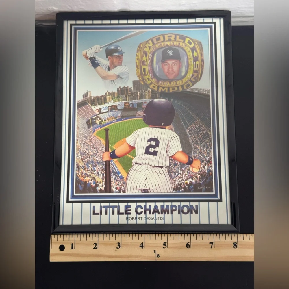 Derek Jeter, NY Yankees, Little Champion Baseball Framed Art